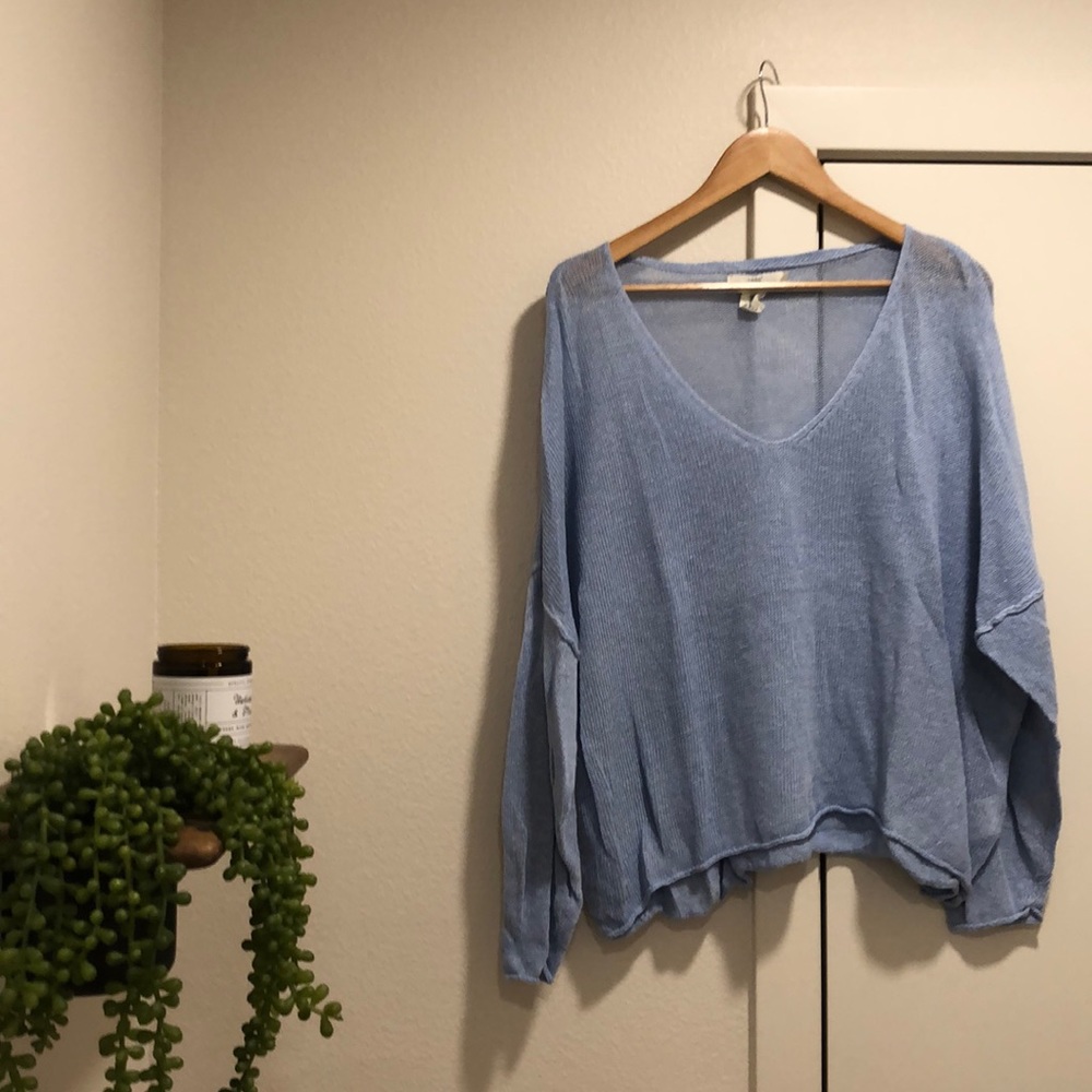 Baby blue baggy see-through sweater